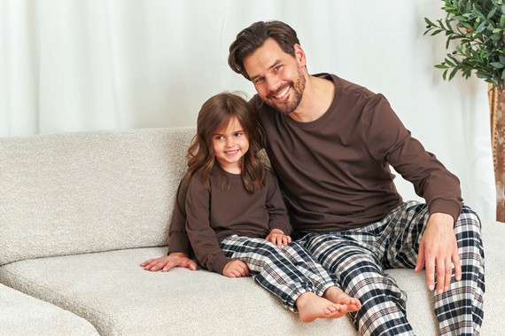 7334 Мъжка пижама Doctor Nap – памук и фланел, кариран модел брауни