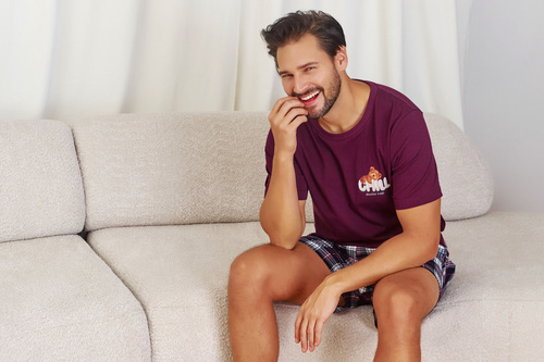 7201 Мъжка пижама "Chill" Doctor Nap - бордо