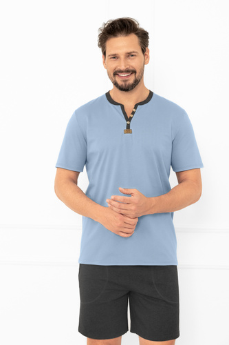 Мъжка пижама Julius Италианска модна стомана - къса, памучна, елегантна