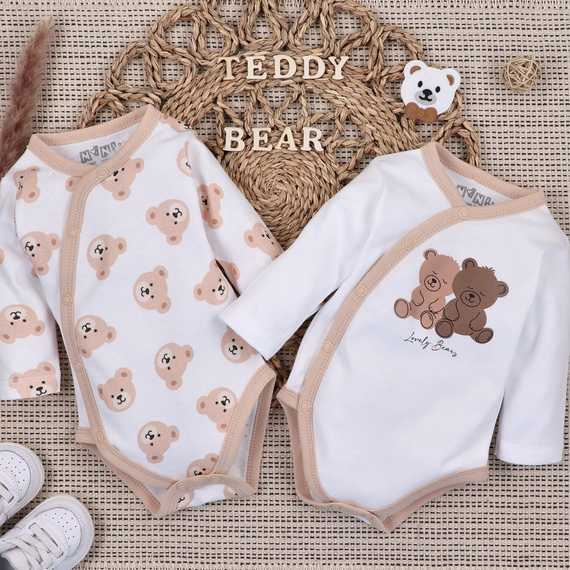 Бяло боди с плик от органичен памук Sweet Bears Nini