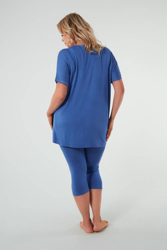 Пижама Natura Дамска пижама с къс ръкав и 3/4 панталон Италианска мода - синя