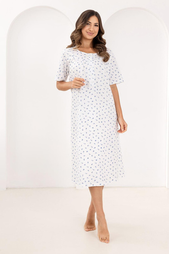 Нощна риза 019 Regina – дълга, бавовнена, с деколте на копчета | Елегантност и комфорт