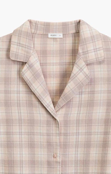 NLP-505 Дамска пижама Atlantic Lavender - фланелена, с копчета, карирана, памучна