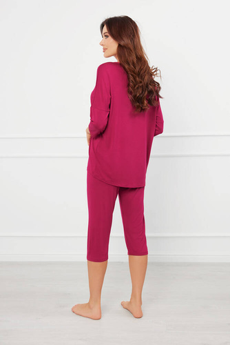Natura Дамска пижама 3/4 Италианска мода - вино 