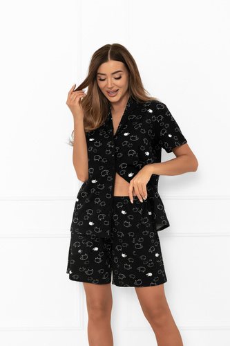 Дамска пижама Bonnie - къс ръкав, къс панталон, памук MEGA SOFT Италианска мода  