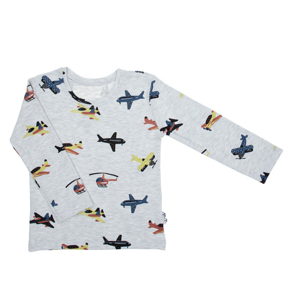 219138 Бебешка блуза Willy Nicol, сива, със самолетчета, памук, дълъг ръкав