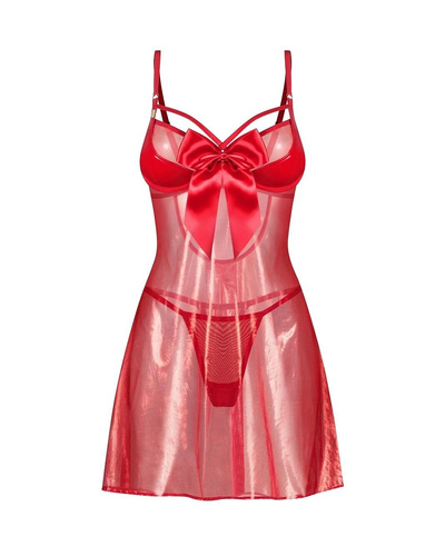 Obsessive Gifty Red дамска нощница с банели в червено + стринги