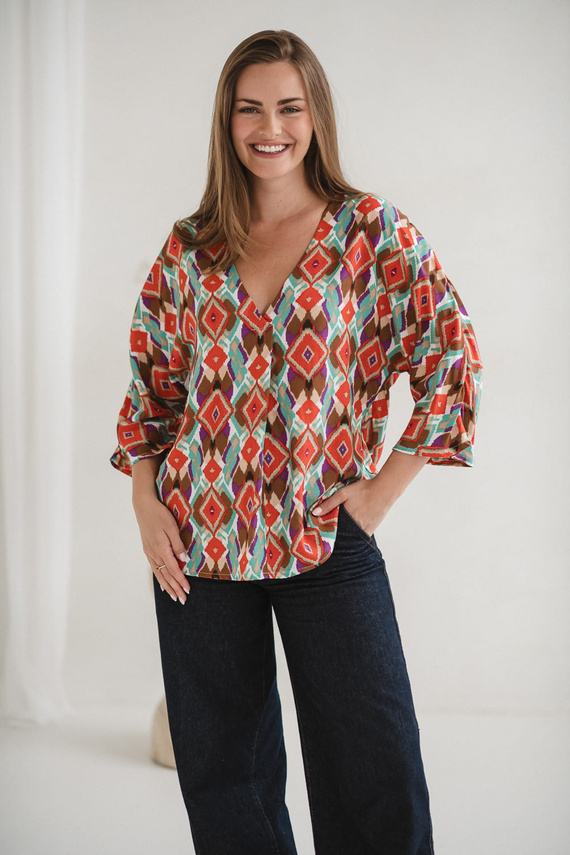 Блуза за бременни и кърмачки Bahama Mama Milk&Love в Boho щампа – вискоза, 3/4 ръкав, oversize