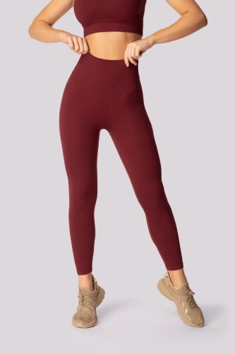 Ribbed legginsy damskie prążek Mona burgund