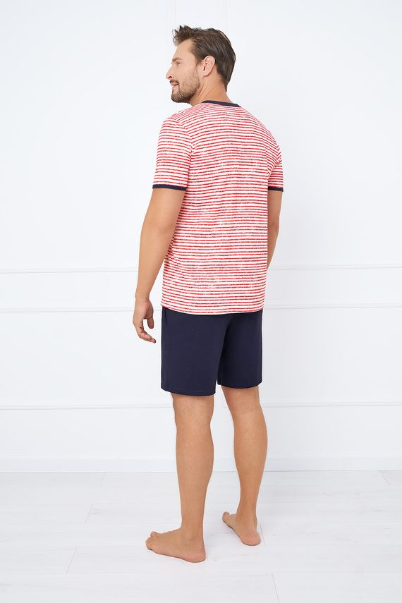 Flota Мъжка пижама с къс ръкав, къси панталони Италианска мода - принт червено/зелено