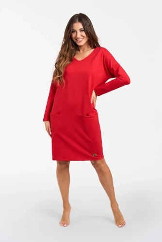 Karina дамска туника с дълъг ръкав Италианска мода - червено