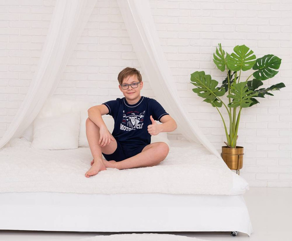 Момчешка пижама с къс ръкав и панталон Gibson Italian Fashion - тъмносиньо