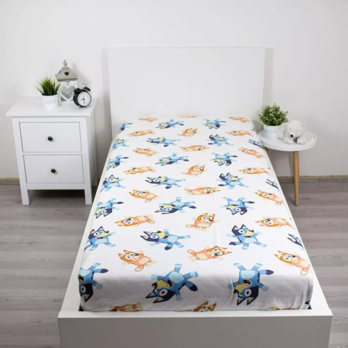 Памучен чаршаф с ластик 90x200 Bluey 061 Jerry Fabrics бял