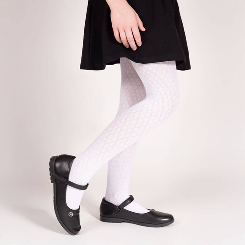 141802 W2 Жакардов чорапогащник Nicol - бял