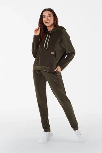 Дамски суитчър с качулка Italian Fashion - маслиненозелен