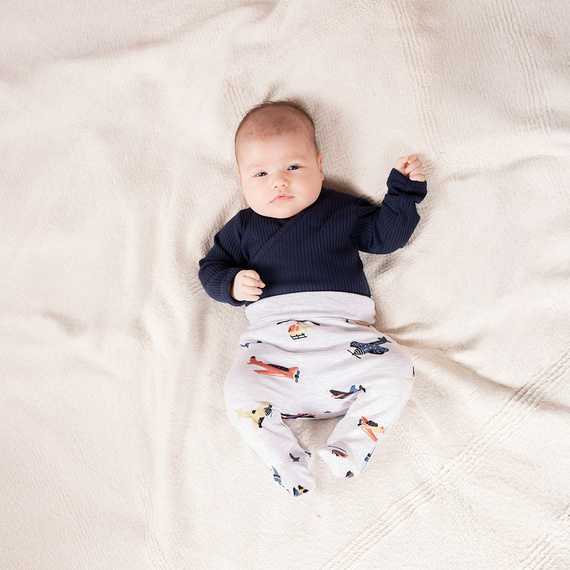 219096 Памучно бебешко боди Willy Nicol, тъмно синьо, рипсено, с цип - дълъг ръкав