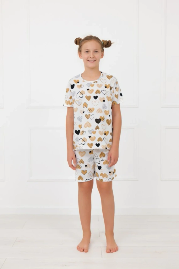 Детска дамска пижама Ariela Italian Fashion – памук, къс ръкав, шорти