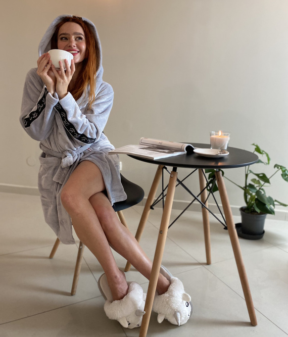 626 Abigail Дамски къс халат Forex - светло сив