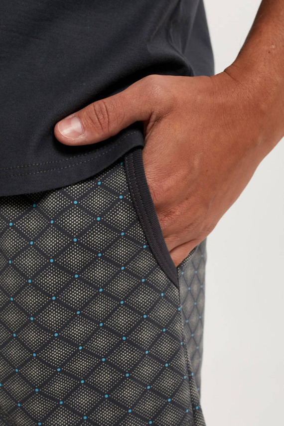 Abel Мъжка пижама с къс ръкав, къси панталони Италианска мода - графит/принт