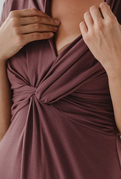 Рокля за бременни и кърмене Loop Milk&Love – rose brown, ръкав 7/8