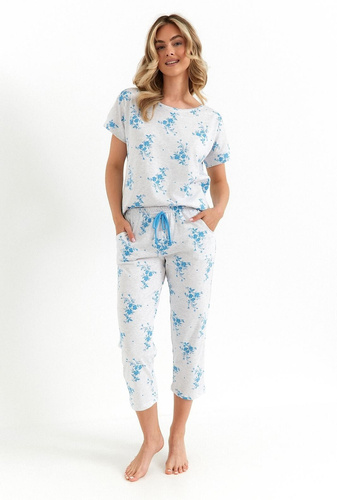 490 Дамска пижама Cana светло сива памучна удобна класическа