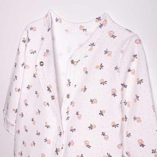 220032 Бебешки гащеризон Nicol 100% памук с дълъг ръкав и деликатен цветен принт