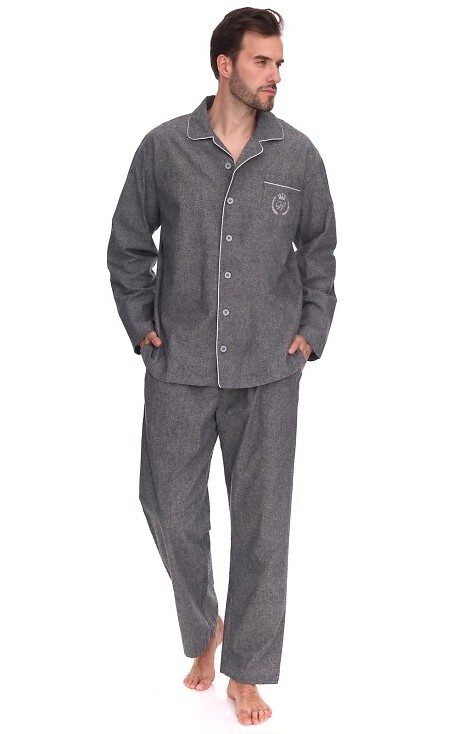 2533 Мъжка пижама Zeus L&L – памук, меланж, с яка и копчета
