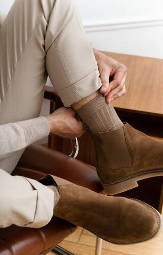 арт.053 Мъжки чорапи Steven от органичен памук - 001 бежов