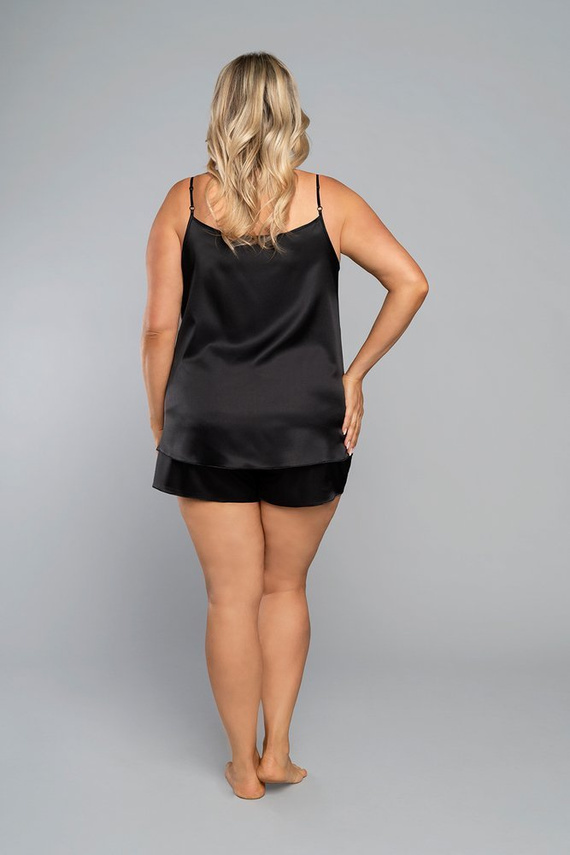 Touch Дамска пижама с къси панталони, вталена италианска мода - черна 