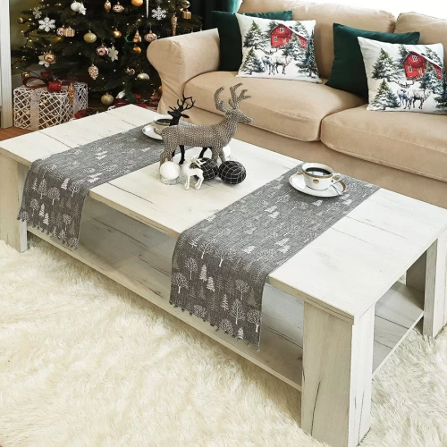 360000 Зимна магия Коледна подложка Marquisette сива