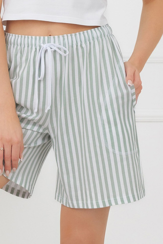 Дамски къси панталони Faro Italian Fashion 100% памук райе джобове