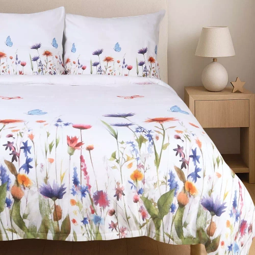 31512/1 Комплект спално бельо от фланел Flanellove Darymex бели цветни цветя - комплект, 100% памук, топъл и мек