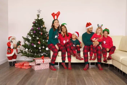 Narwik Мъжка пижама с дълъг ръкав, дълъг панталон Италианска мода - червено/принт