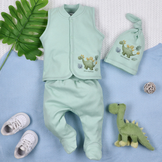 ABN-5579 Бебешка шапка Dino Explorer Nini – Органичен памук, мека и дишаща