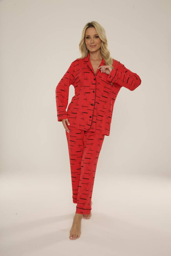 718 Madeleine Cat Love Женска пижама Forex - червена