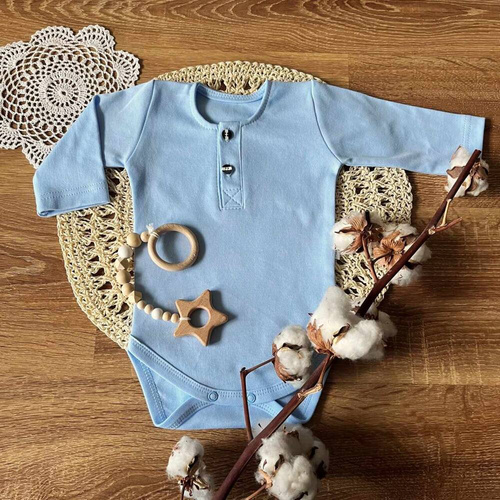 BP008 Поло боди с дълъг ръкав Mamatti - синьо