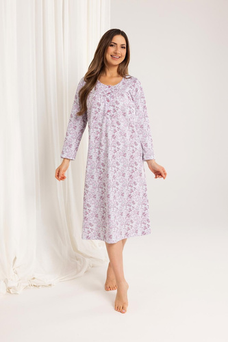 Дамска нощница Regina 017 розово – памук, дълъг ръкав, удобна и класическа