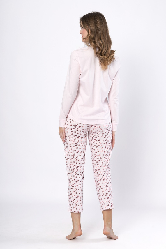 Дамска пижама Laveza 1623 Grażyna – памучна, светло розова, дълъг ръкав