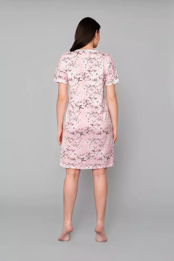 Нощница Alwa с къс ръкав Италианска мода - розов принт