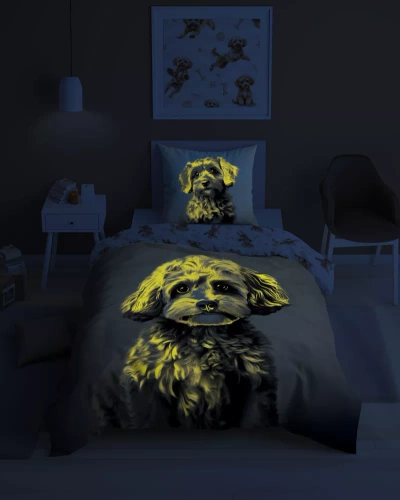 5421 A Rudy Piesek Памучно спално бельо, светещо в тъмното Detexpol