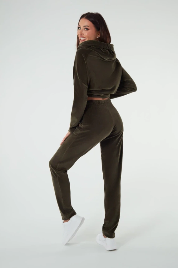 Дамски суитчър с качулка Italian Fashion - маслиненозелен