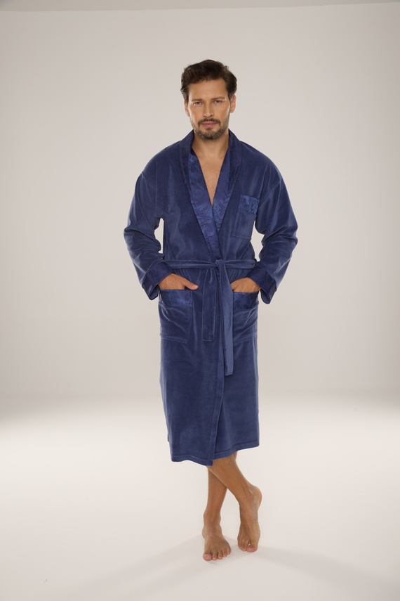 868 Благороден мъжки велурен халат De Lafense - елегантен, мек, първокласен, деним