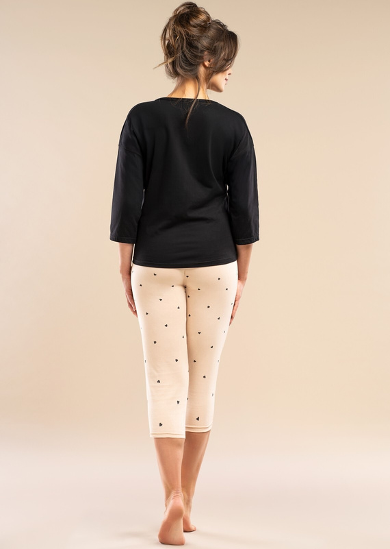 MK30 Night Song Belle Reverie дамска пижама, черно - памук, 7/8 ръкави, комфорт и женствен стил