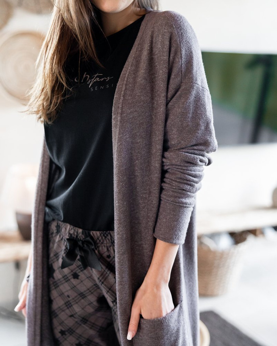 Дамска пижама Sensis Reach For The Stars - черно-кафява