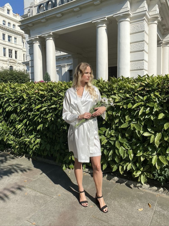 797 Класически дамски халат Forex - перла