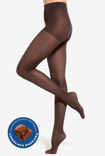 Gatta Wedel wz.03 Чорапогащник 40 den – геометричен десен, черен шоколад