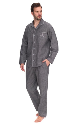 2533 Мъжка пижама Zeus L&L – памук, меланж, с яка и копчета