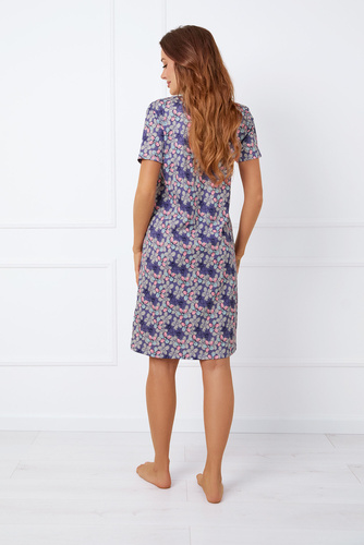 Нощна риза с разкопчани копчета, къс ръкав Италианска мода - принт