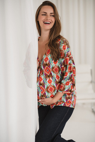 Блуза за бременни и кърмачки Bahama Mama Milk&Love в Boho щампа – вискоза, 3/4 ръкав, oversize