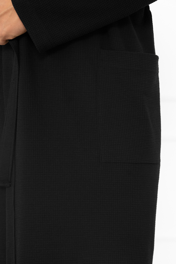 Мъжки халат Bono Италианска мода черен - с колан, релефен модел, елегантен и удобен